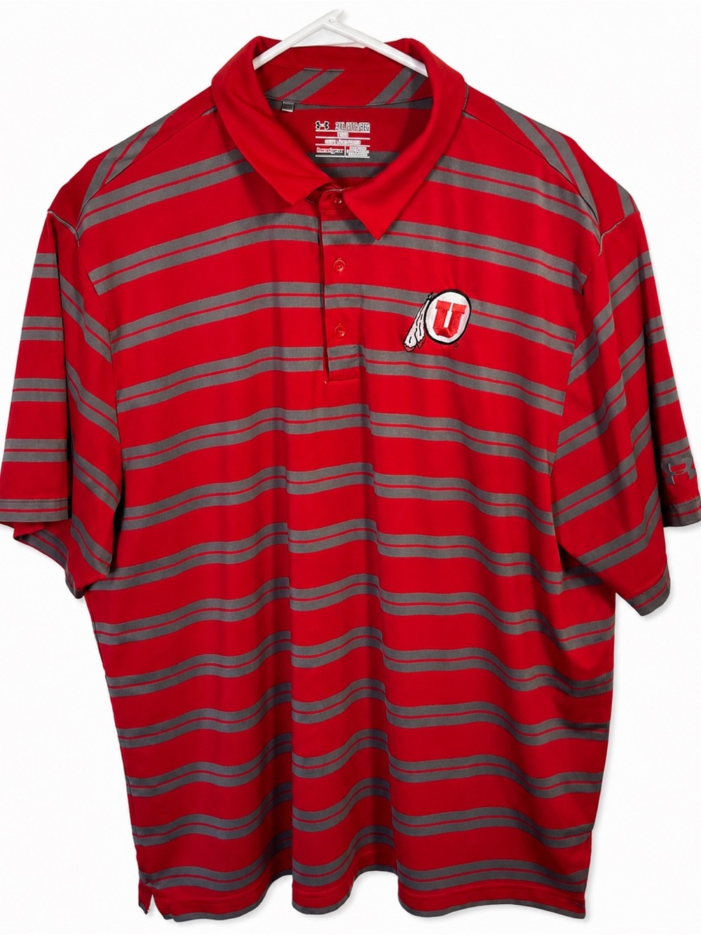 Under Armour Utah Utes University of Utah Polo 3XL Red Stripe HeatGear